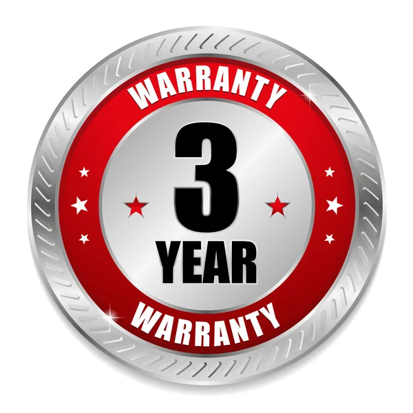 Red 3 year warranty seal — Stock Vector