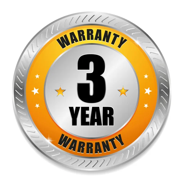 Yellow 3 year warranty seal — Stock Vector