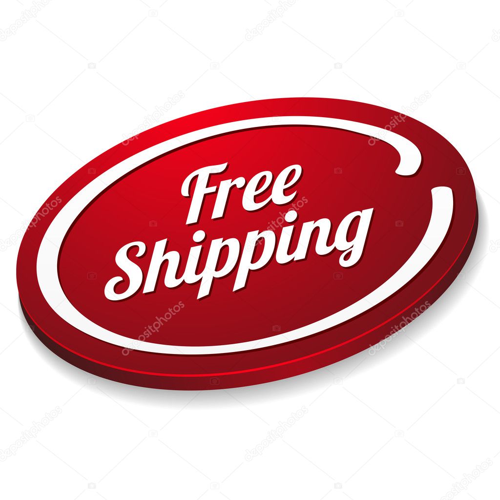 Red round free shipping button