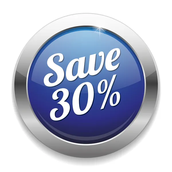 Big blue save ten percent button — Stock Vector