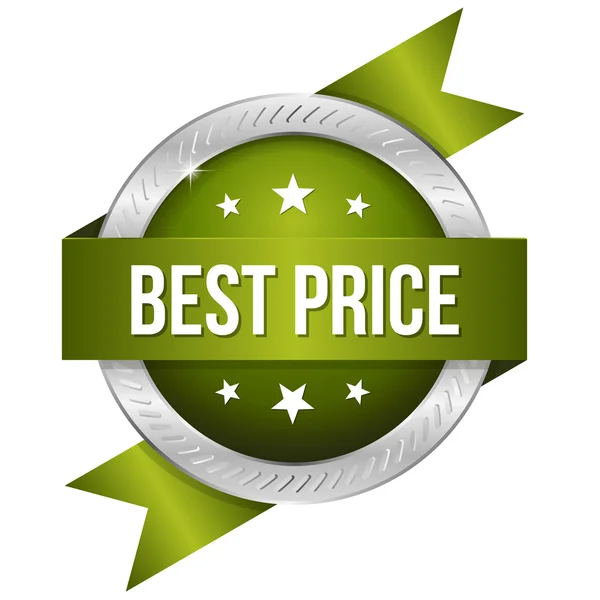 Best price round button with ribbon — Stock Vector