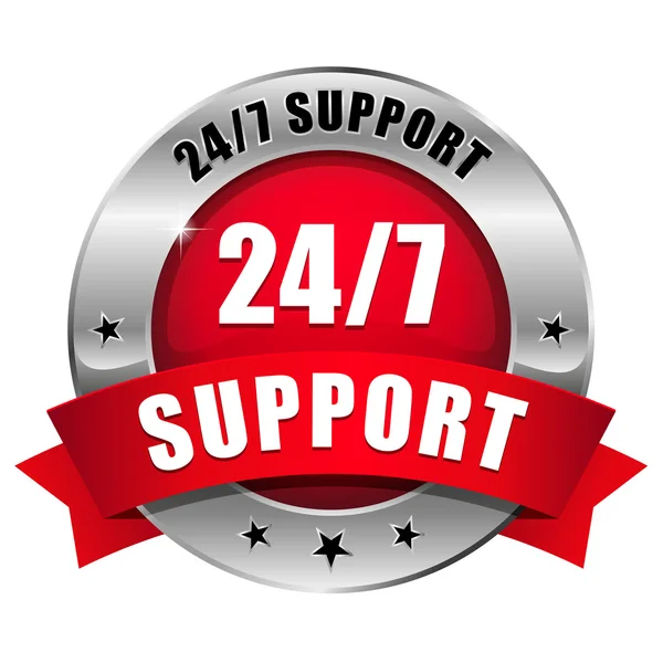 Bouton de support rouge 24 heures — Image vectorielle