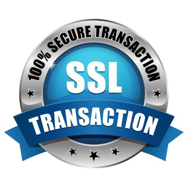 Blue SSL Secure transaction button clipart
