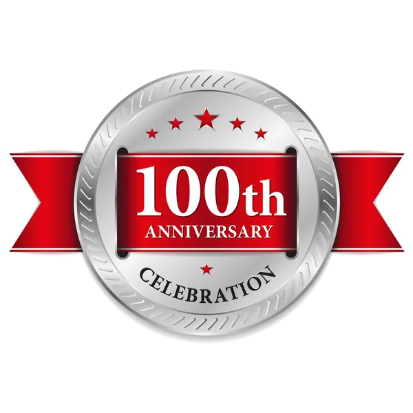 Rosso 100 anno anniversario sigillo — Vettoriale Stock