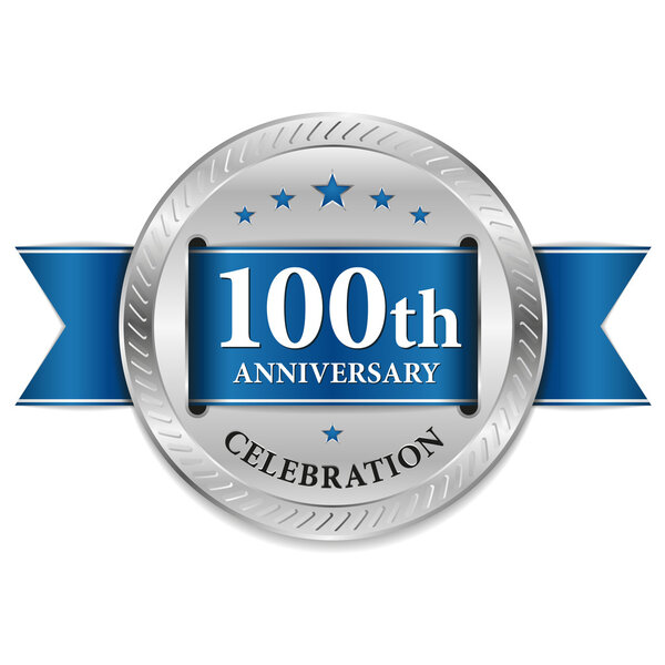 Blue 100 year anniversary seal
