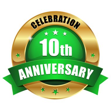 Mavi 10 yıl yıldönümü düğmesi
