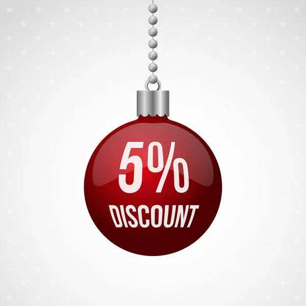 Red 5 percent discount christmas ball — Stock Vector