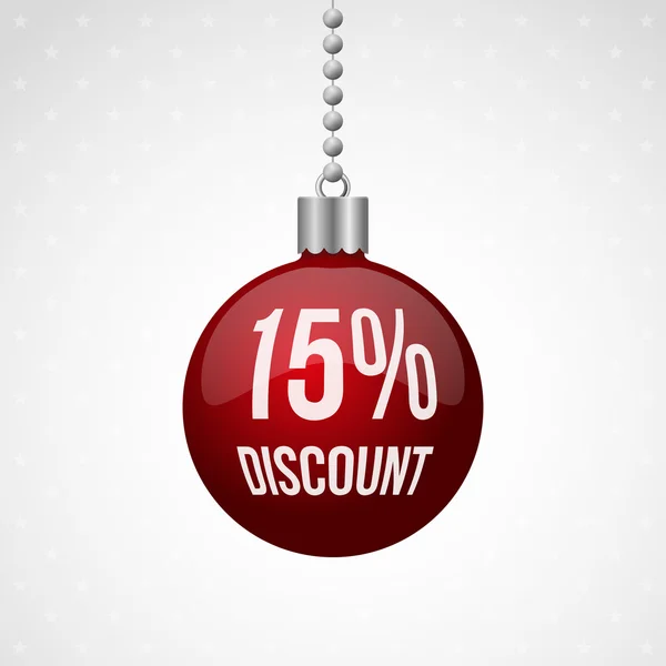 Red 15 percent discount christmas ball — Stock Vector