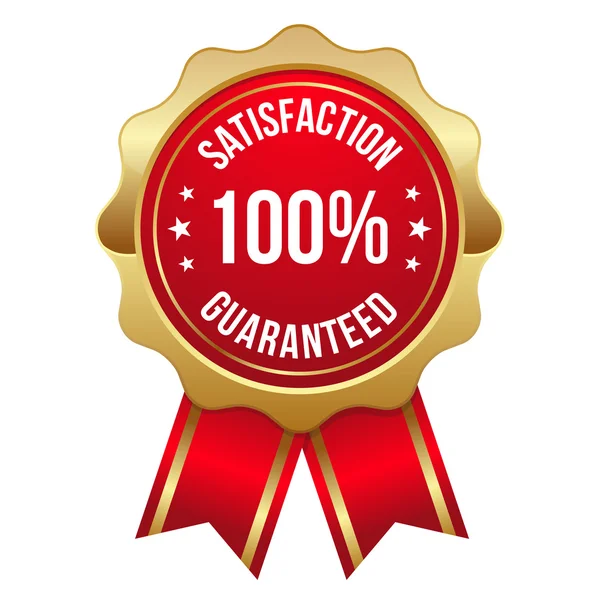 Red hundred percent satisfaction badge — Stock Vector