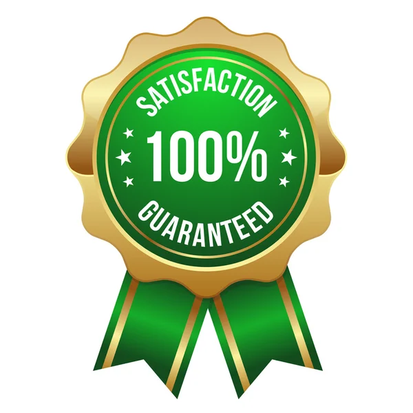 Green hundred percent satisfaction badge — Stock Vector