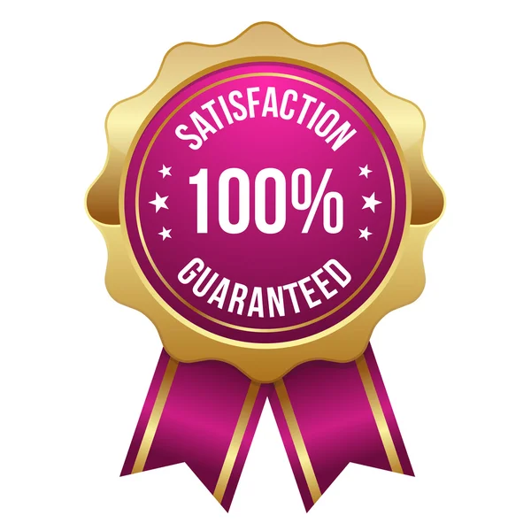 Purple hundred percent satisfaction badge — Stock Vector