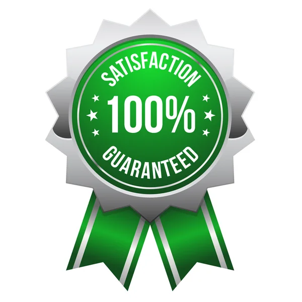 Green hundred percent satisfaction badge — Stock Vector