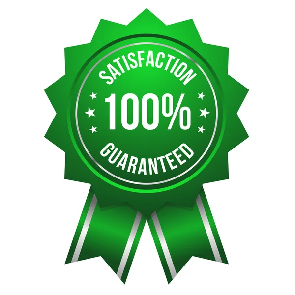 Badge de satisfaction vert à cent pour cent — Image vectorielle