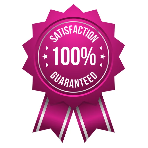 Purple hundred percent satisfaction badge — Stock Vector