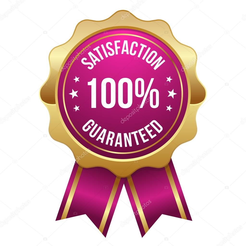 Purple hundred percent satisfaction badge