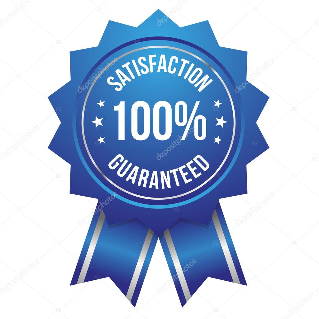Blue hundred percent satisfaction badge