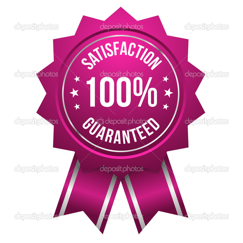 Purple hundred percent satisfaction badge