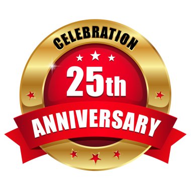 altın 25 yıl yıldönümü düğmesi