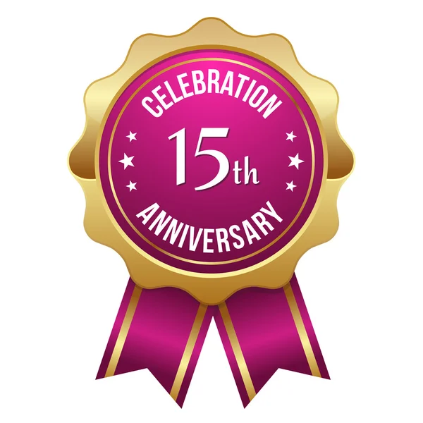 Fifteen year anniversary badge — Stock Vector