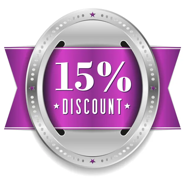 Fifteen percent discount button — Stock Vector