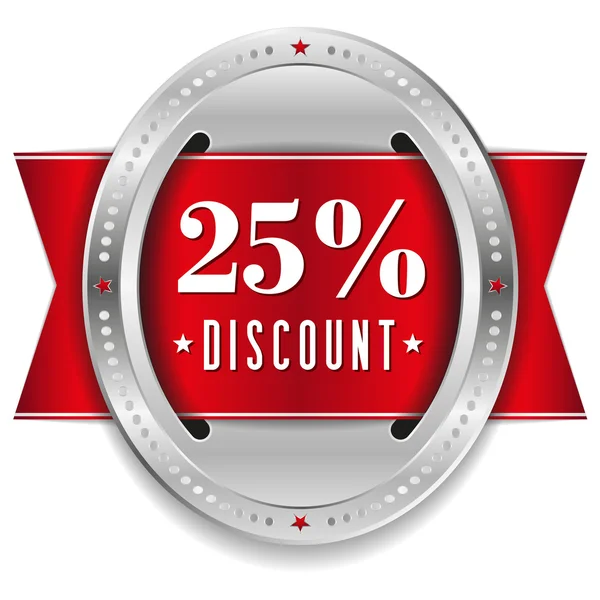 Twenty-five percent discount button — Stock Vector