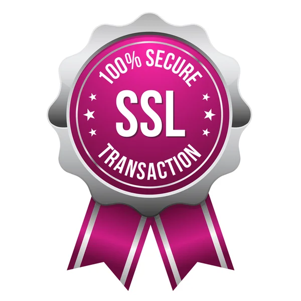 Secure transaction badge with ribbon — Stock Vector