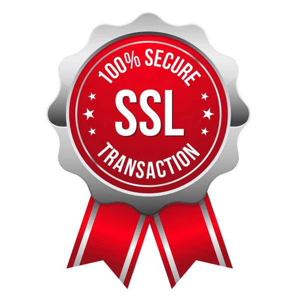 Secure transaction badge with ribbon — Stock Vector