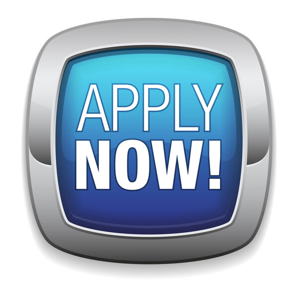 Blue rounded silver apply now button
