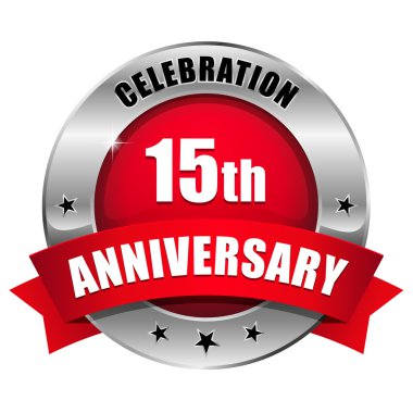 Kırmızı 15 yıl yıldönümü düğmesi