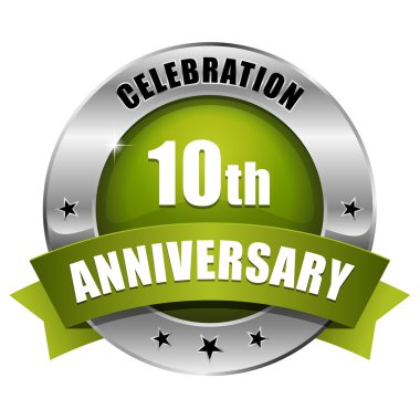 Yeşil 10 yıl yıldönümü düğmesi