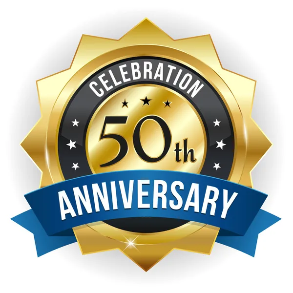 Botón de aniversario de 50 años — Vector de stock