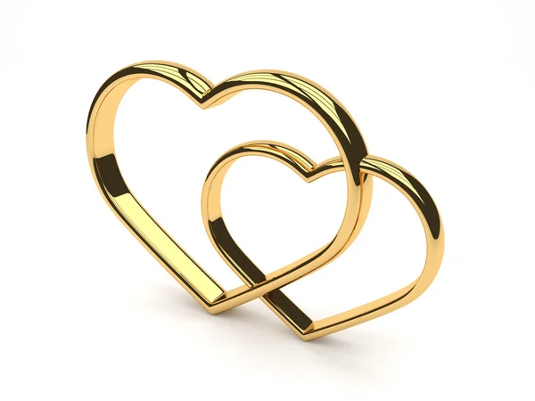 Dwa pierścienie serce Biżuteria złota — Zdjęcie stockowe