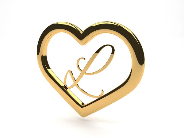 Serce Biżuteria złota z literą l wewnątrz — Zdjęcie stockowe