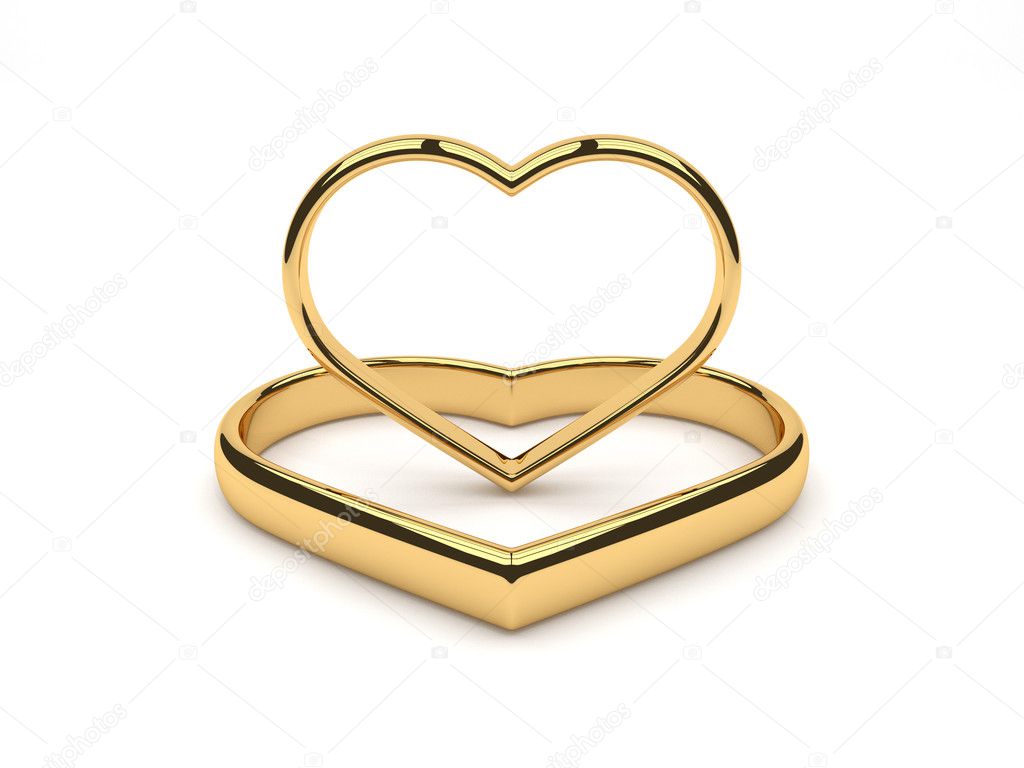 Two gold jewelry heart rings