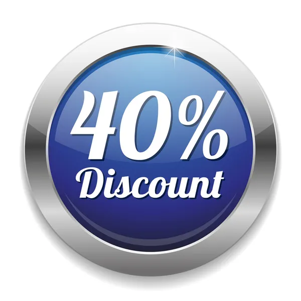 Blue metallic fourty percent discount button — Stock Vector