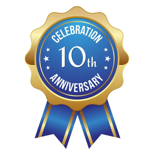 Ten year anniversary badge — Stock Vector