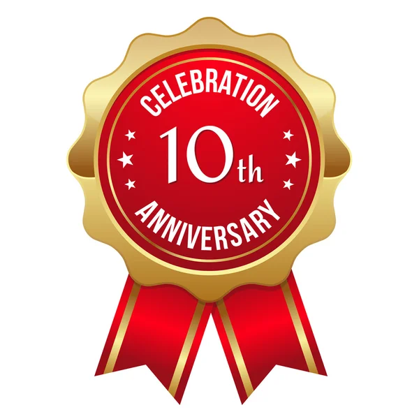 Tien jaar verjaardag badge — Stockvector