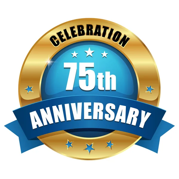 Siedemdziesiąt pięć lat rocznica odznaka — Wektor stockowy