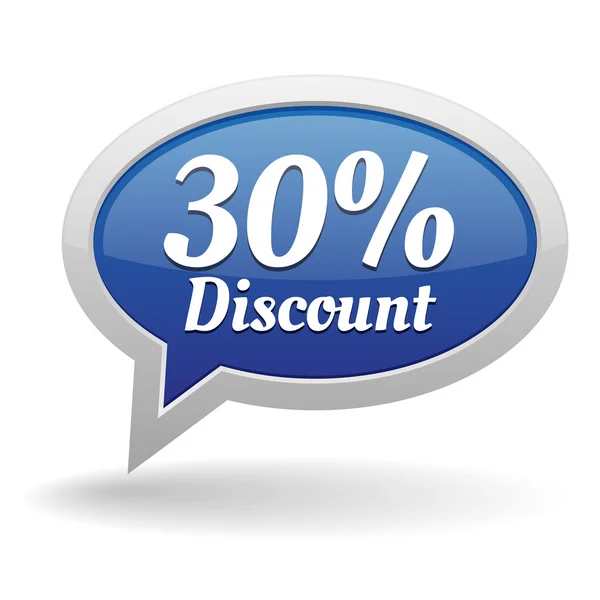 Blue round thirty percent discount speech bubble — Stock Vector