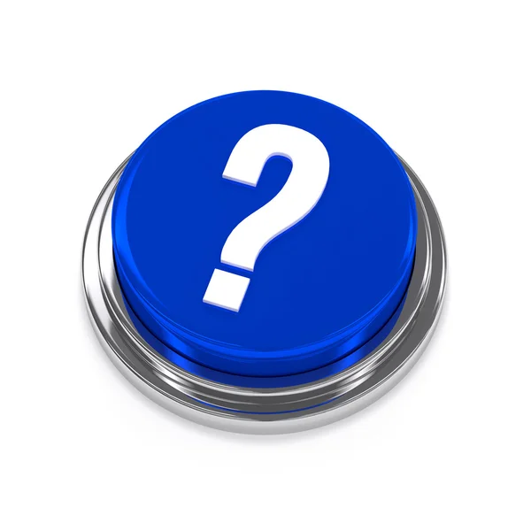 Botão grande pergunta azul — Fotografia de Stock