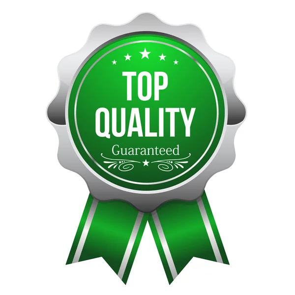 Distintivo de qualidade superior verde com fita — Vetor de Stock
