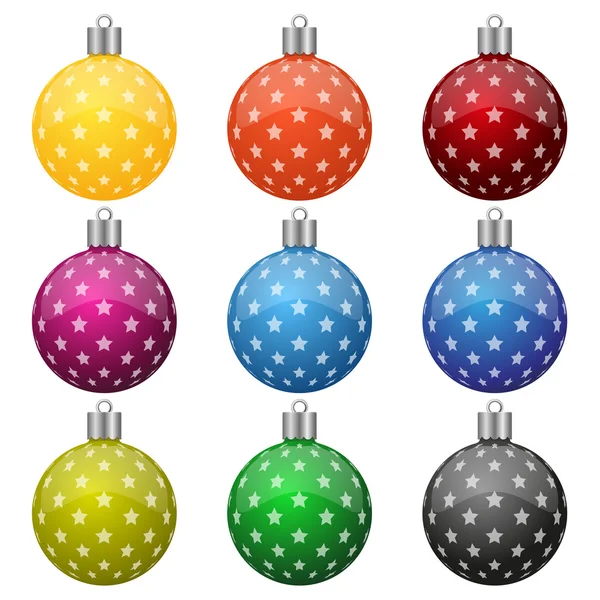 Christmas balls with stars — Stock Vector