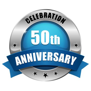 Mavi Gümüş 50 yıl yıldönümü şerit rozet