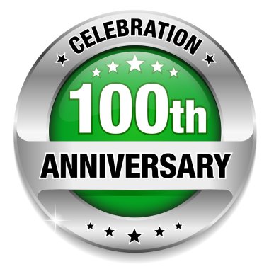 Yeşil 100 yıl yıldönümü düğmesi