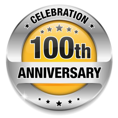 Sarı 100 yıl yıldönümü düğmesi