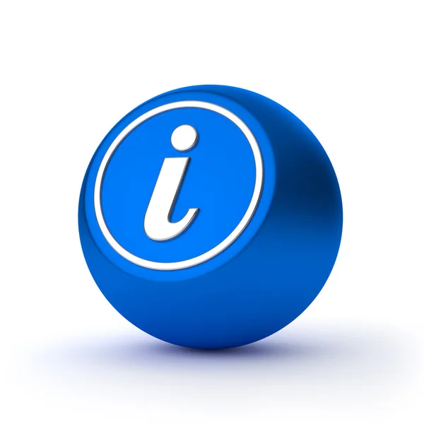 Blue round information button with metallic letter — Stock Photo, Image