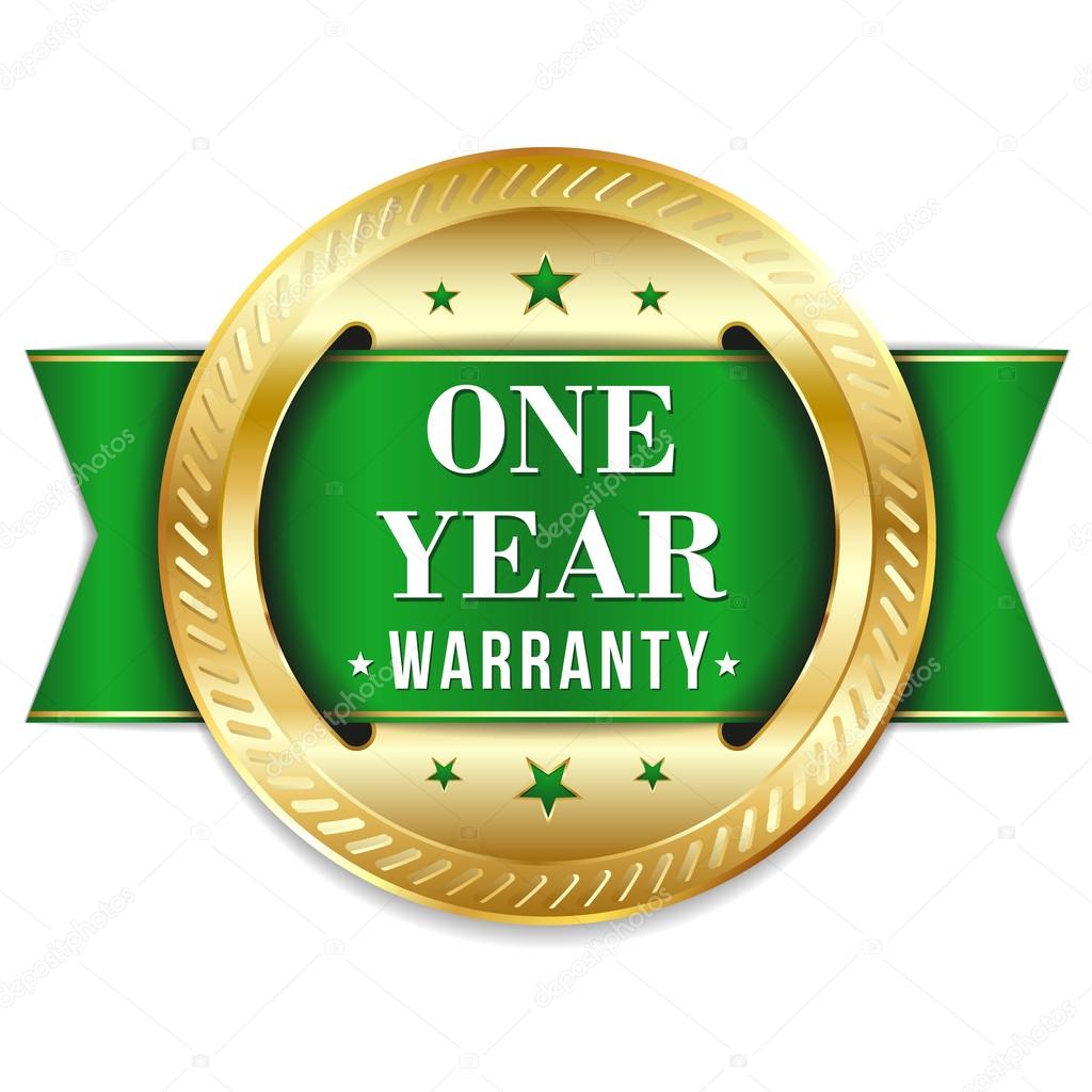 Green one year warranty button