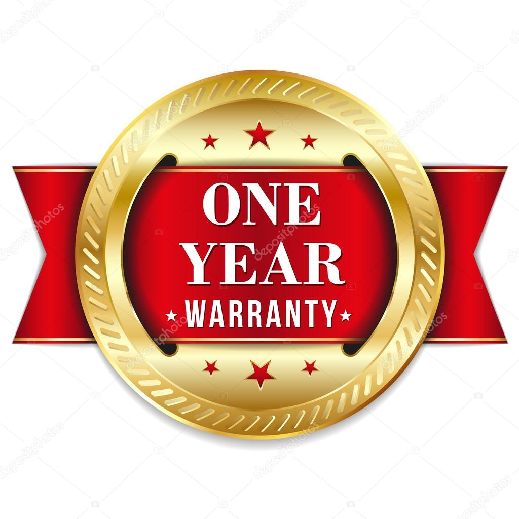 Red one year warranty button