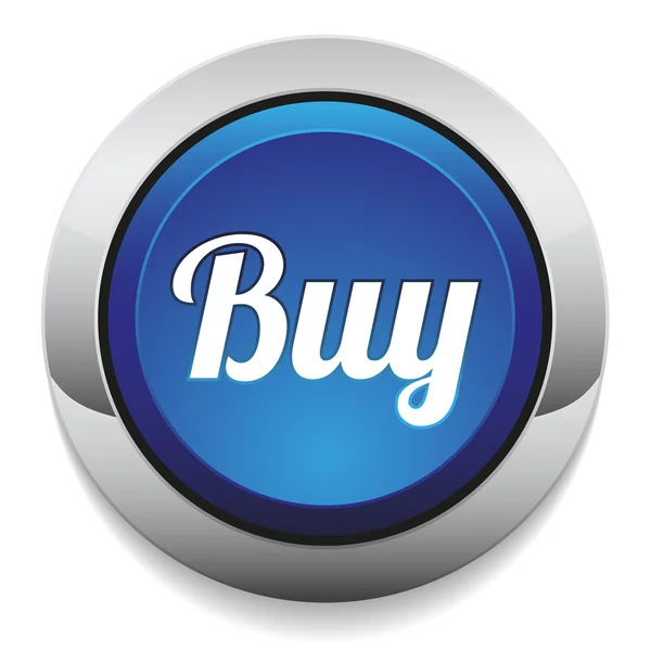 Big round blue buy button — Stock Vector