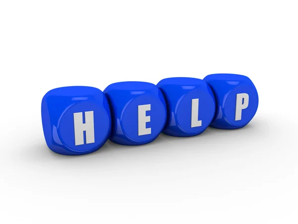 Help letters on blue dice — Stock Photo, Image